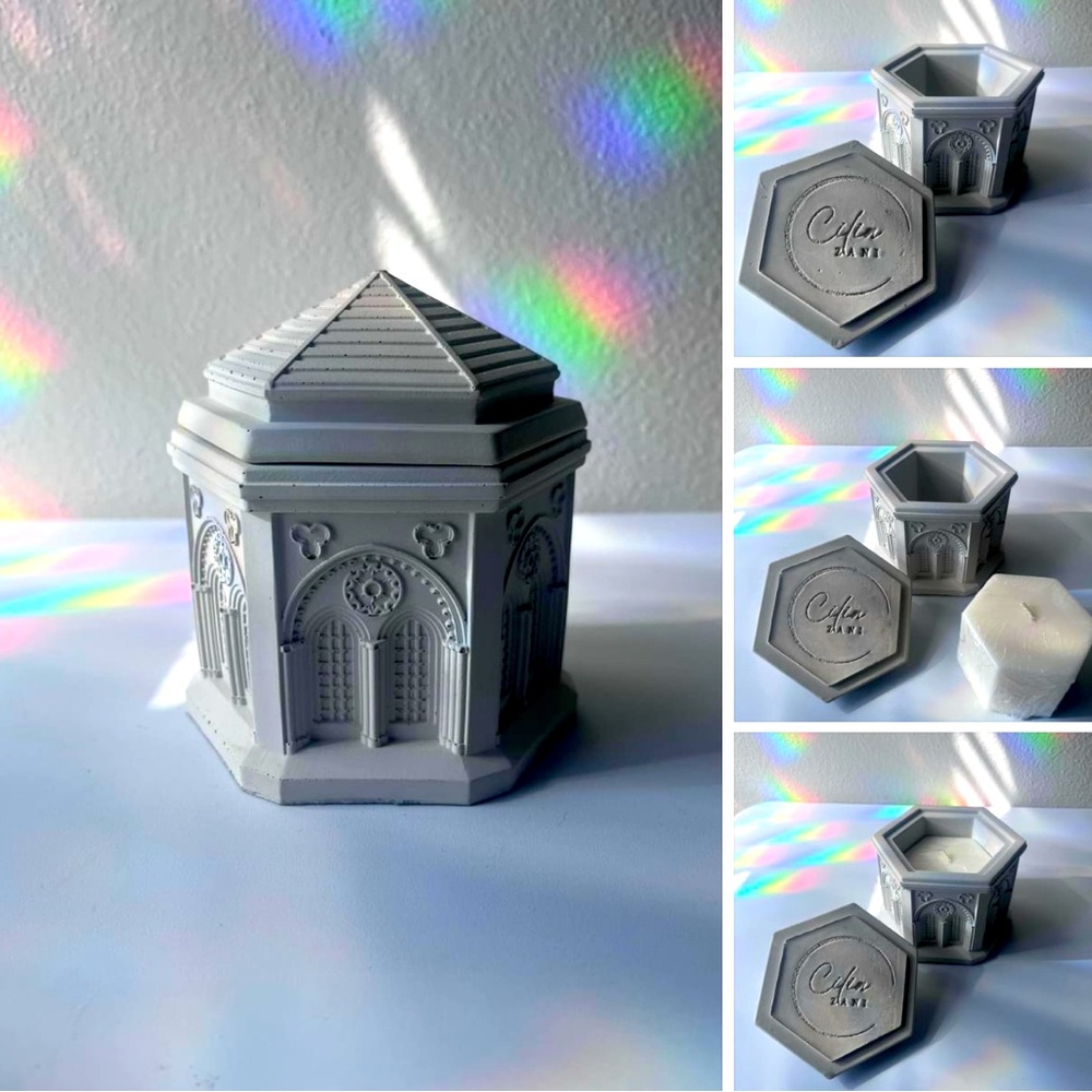 Gray Hexagonal Candle Holder